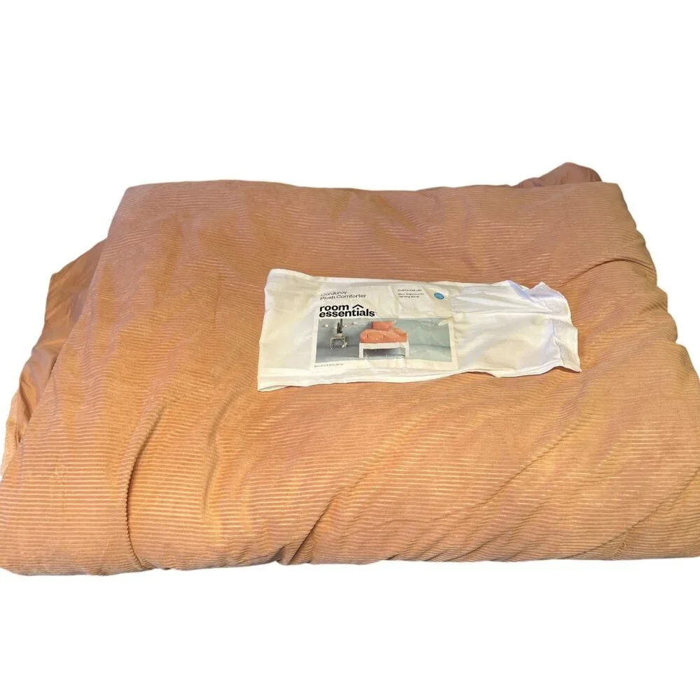Twin/Twin Extra Long Corduroy Plush Comforter Copper - Room Essentials™: Eco-Fri